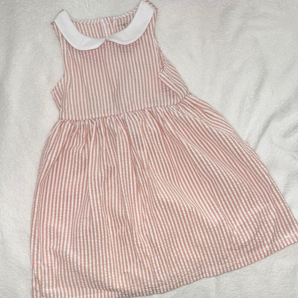 Striped Pink and White Kids Dress